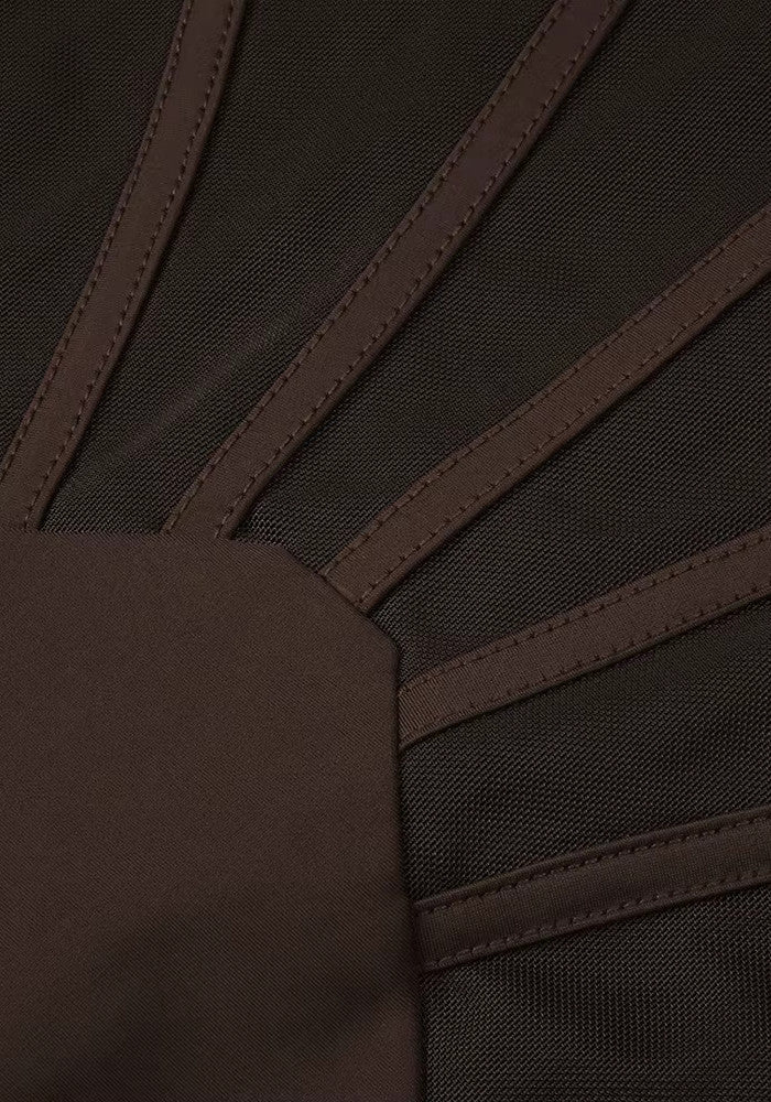 Forever Girls Brown Sheer Mesh Corset Bodycon Maxi Dress