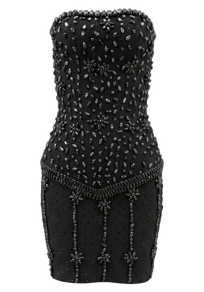 Forever Girls Black Strapless Crystal Embellished Bodycon Mini Dress